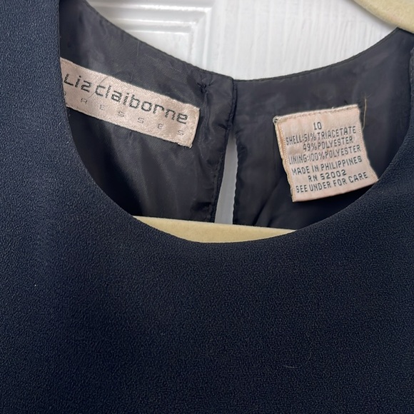 Liz Claiborne Black Midi Dress w/Pleated Skirt sz 10 - Picture 2 of 4